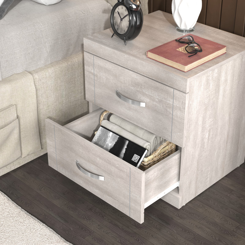 Avigail 20.31" 2 Drawer Nightstand, Gray, Individual