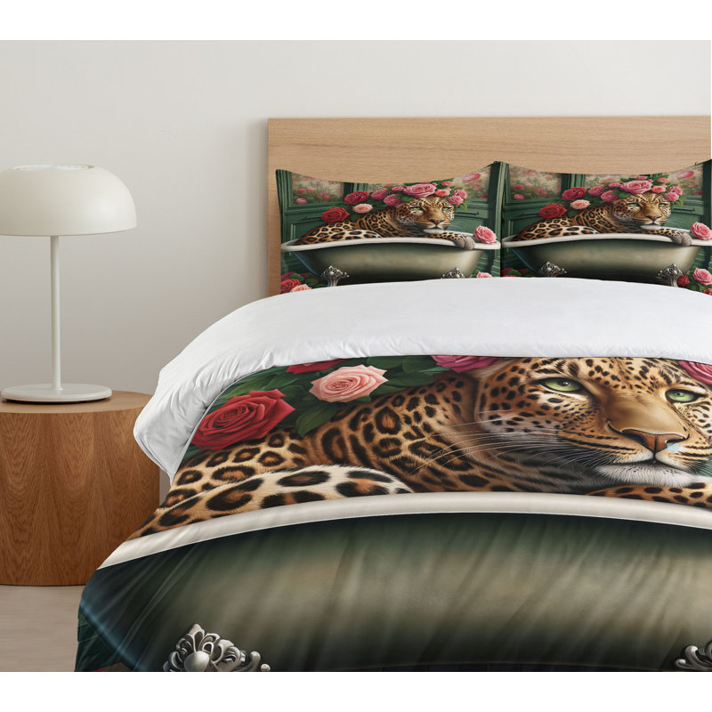 Leopard Duvet Cover, California King Duvet Cover + 2 Standard Shams