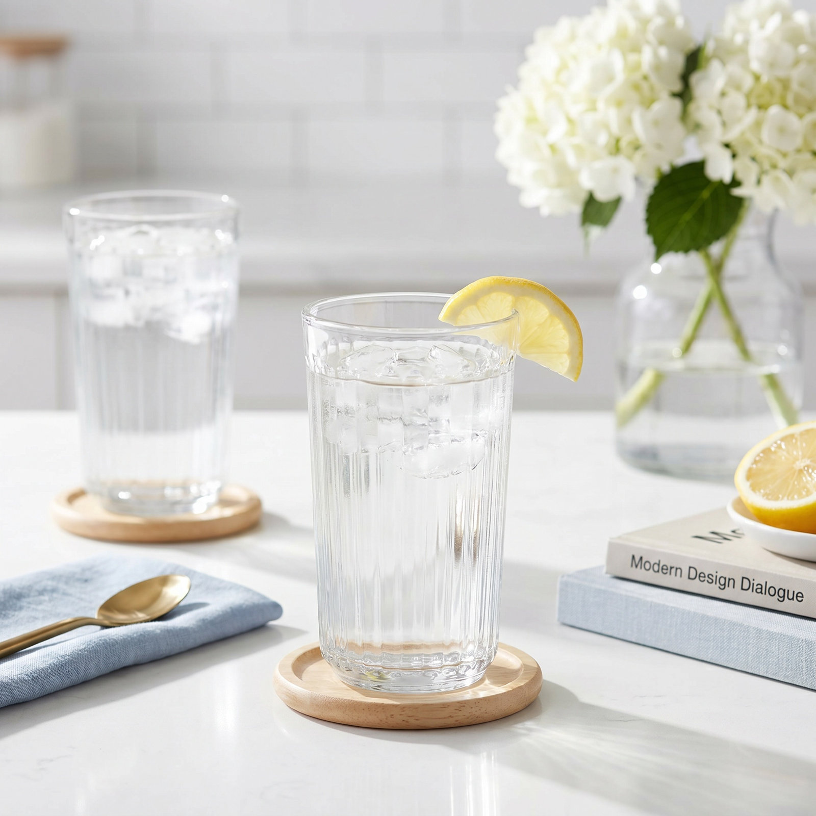 Paneled Ribbed Highball Glass