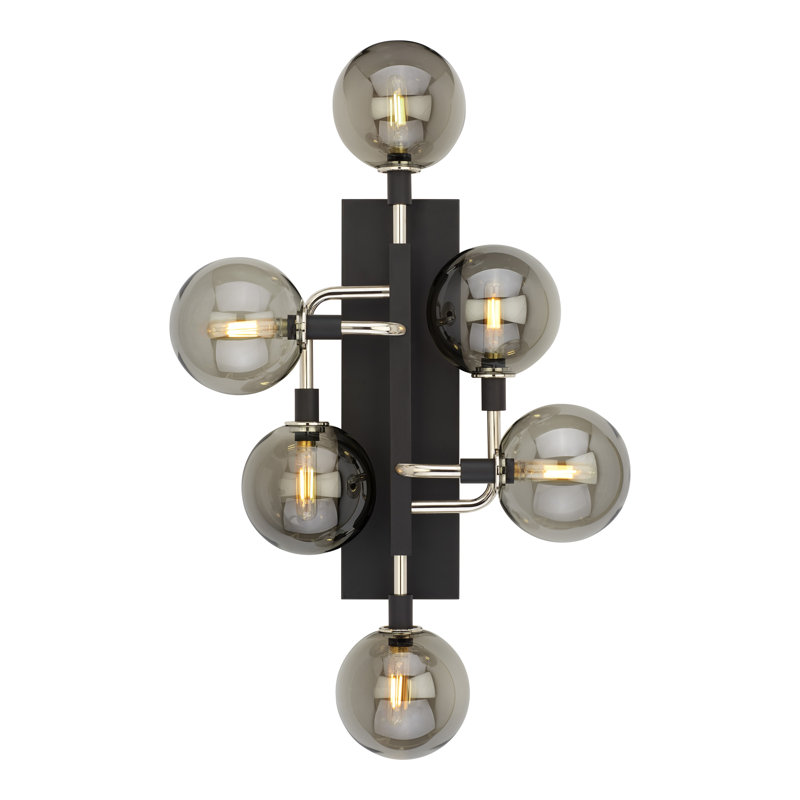Viaggio 6 - Light LED Armed Sconce, Polished Nickel, Smoke, Yes