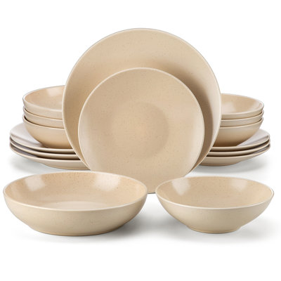 Sabine 16 Piece Stoneware Dinnerware Set, Service For 4 -  Vancasso, VC-SABINE-BG-SL