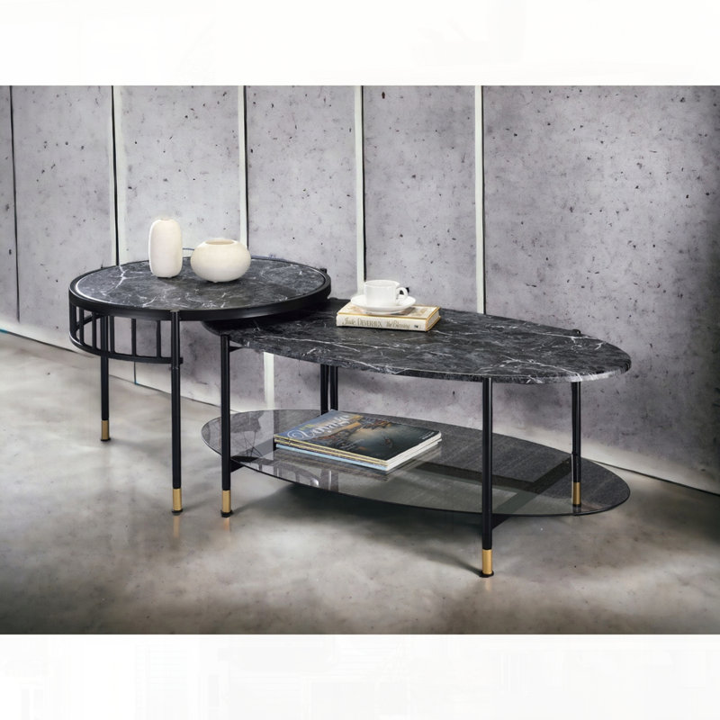 Space-Saving Nesting Table with Engineered Stone Top