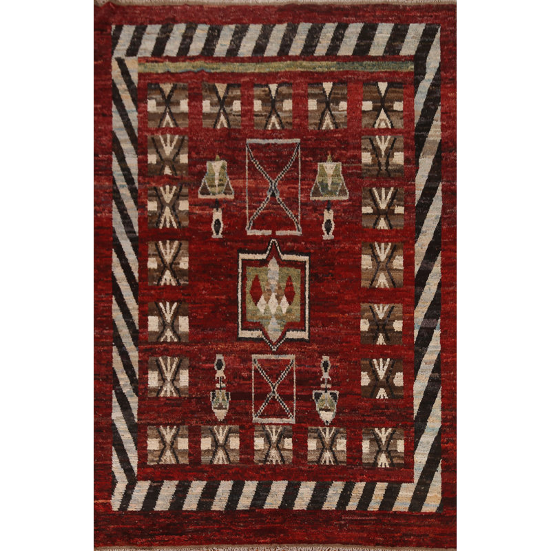 One-of-a-Kind Rectangle 7'4'' X 9'8'' New Age Wool Area Rug in Red
