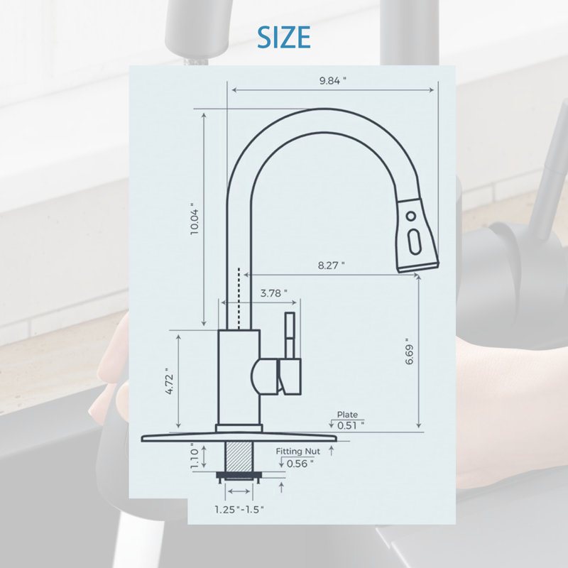 High-Arc Pull-Down Kitchen Faucet - SUS 304 Stainless Steel - Single Handle, Grey Finish, Black