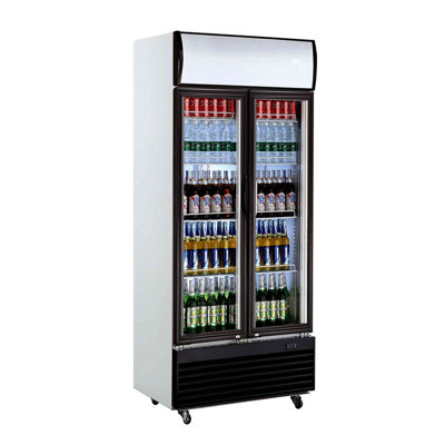 39 In. 28 Cu. Ft. Commercial 2 Glass Wing Door Cooler Refrigerator In Black