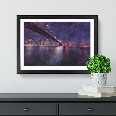 Brooklyn Bridge in New York City Painting 1 Piece Single Picture Frame Wall Art on MDF
