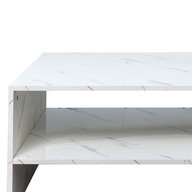 Table basse blanche avec une forme architecturale enchanteresse et une option de rangement moderne, Blanc