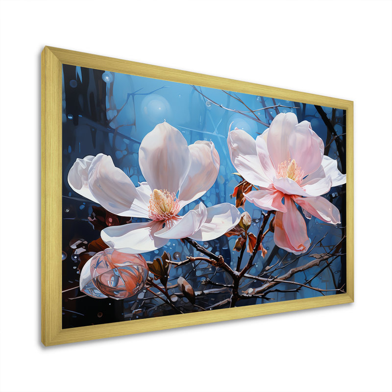 " Luxurious Magnolia Tranquility III ", 30" H x 40" W x 1.5" D, Gold Single Picture Framed