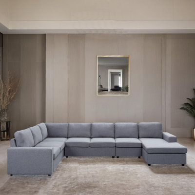 147" Reversible Modular Sectional Sofa Bed with Chaise