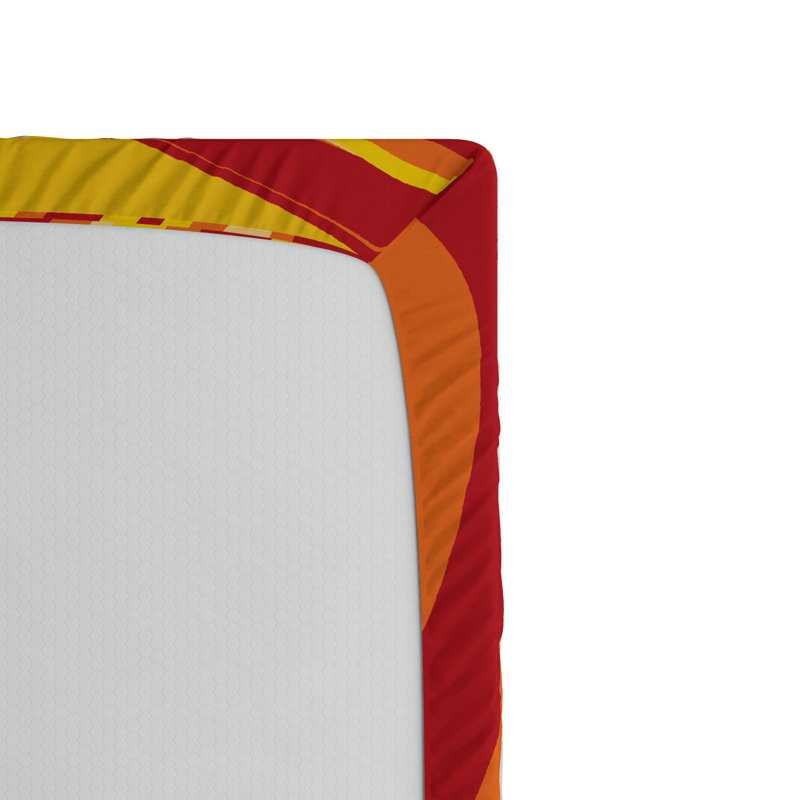 Retro Yellow Orange Red Microfiber Queen Fitted Sheet