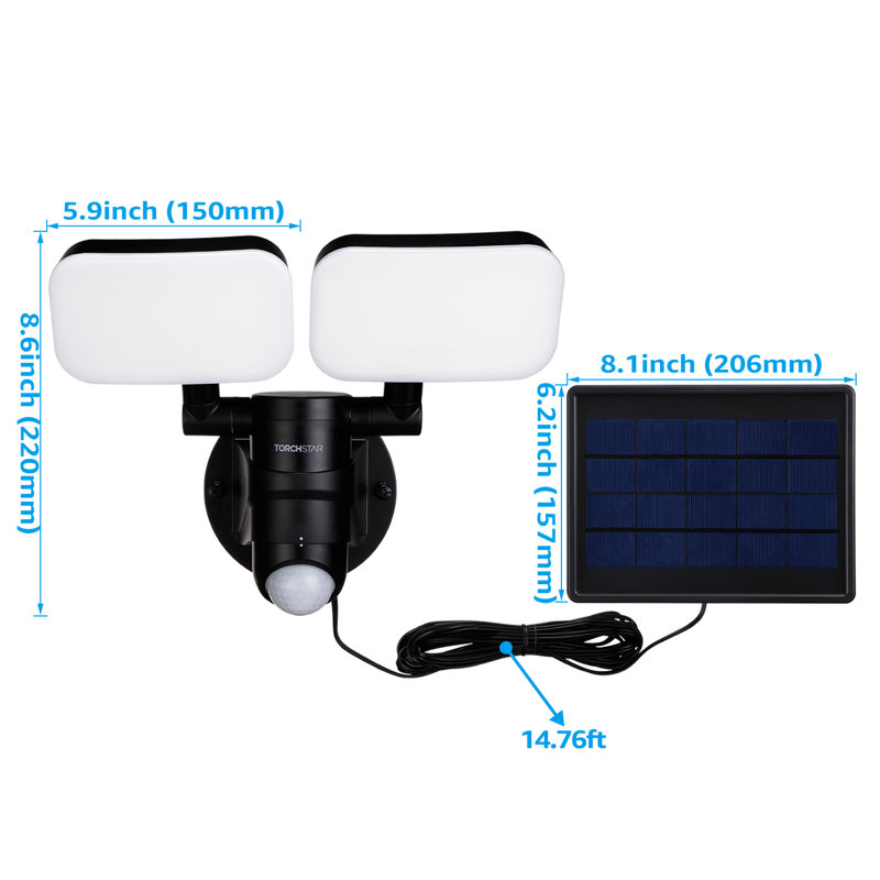 10W Adjustable Heads LED Solar Power Outdoor Security Flood Light with Motion Sensor