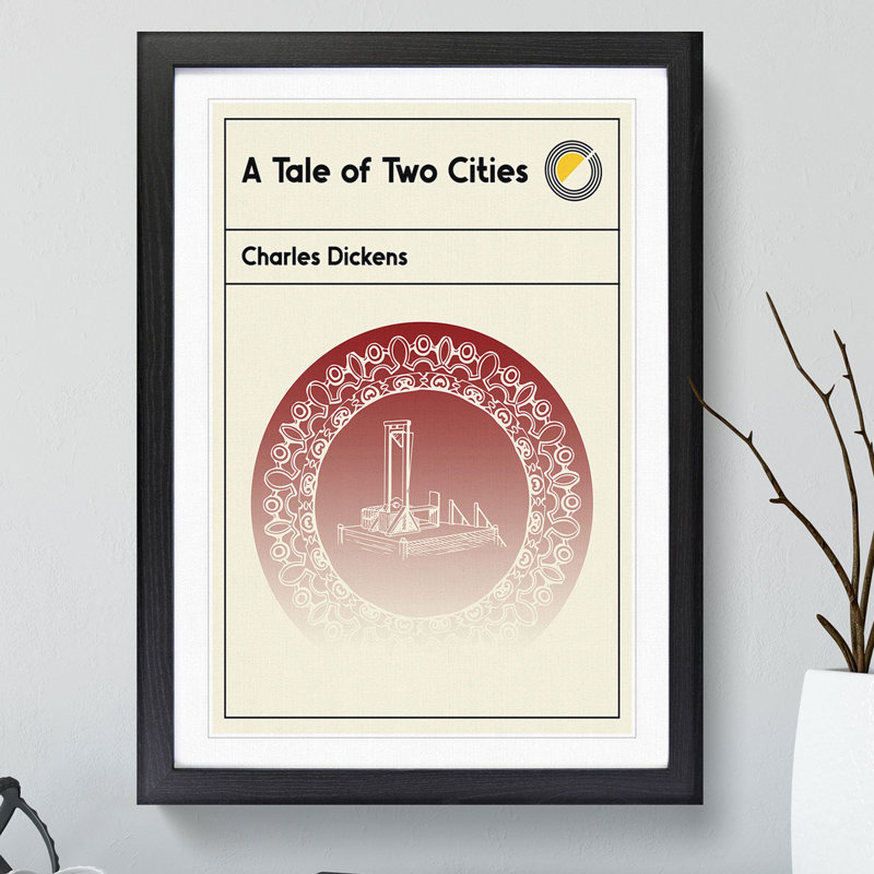 Book Cover a Tale of Two Cities Charles Dickens - Picture Frame Graphic Art, 65cm H x 48cm W x 2cm D, Black