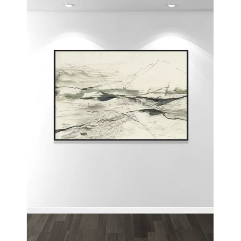 " Green Sketches " by PI Studio, Pas de tapis, H 41,5 po x l 61,5 po x P 2 po, Cadre flottant noir