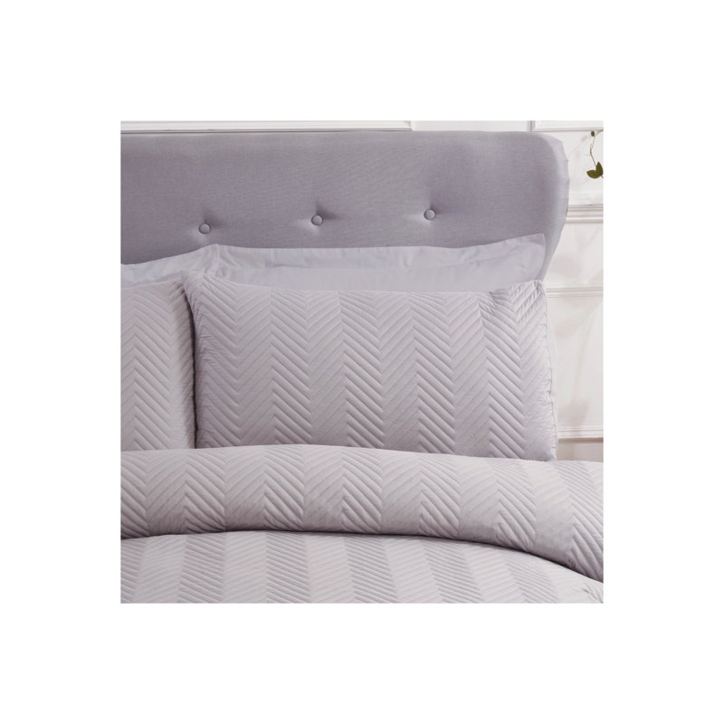 Bogusz Polyester Solid Colour Duvet Cover Set with Pillowcases, Silver, Super King - 2 Standard Pillowcases