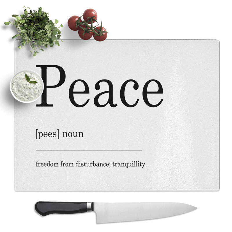 Definition Of Peace Typography Quote  Glass Chopping Board