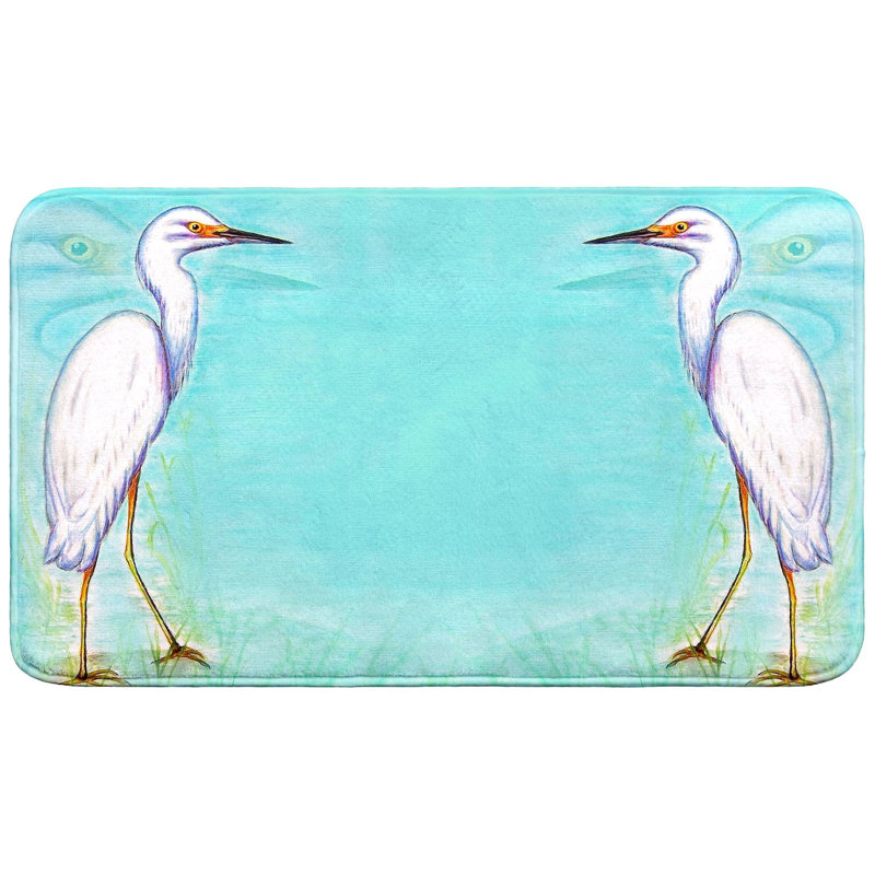 Snowy Egret Bath Mat, 30" L x 18" W