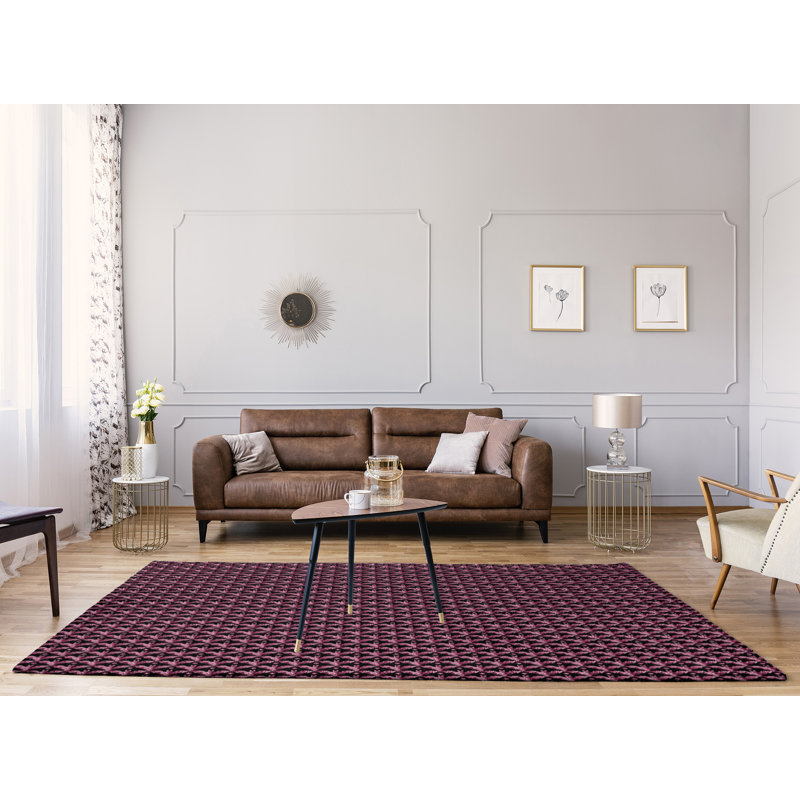 Tapis de salle rose floral, Rectangle 9 pi x 12 pi