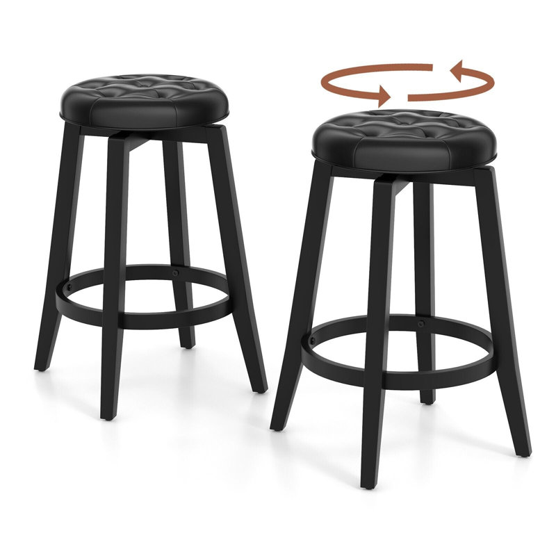 Sinquefield Swivel Upholstered Counter Stool, Black, 66cm
