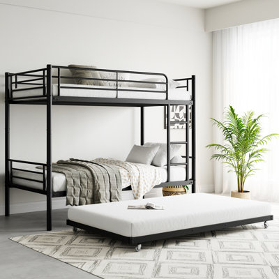 Heavy Duty Metal Twin Bunk Bed With Trundle, No Noise, Space - Saving Design Pull Out Trundle For , Rust , Noise