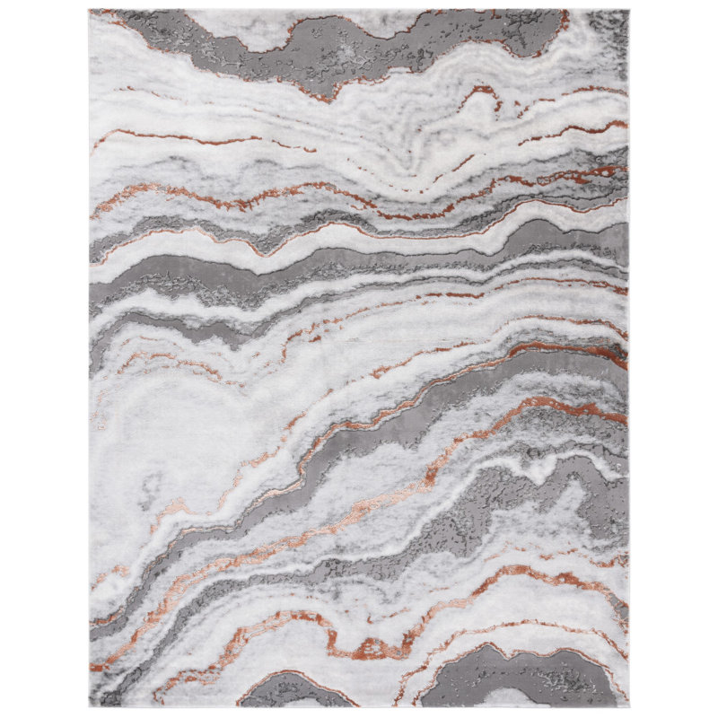Swindle Abstract Gray/Blue Area Rug, Rectangle 8' x 10'