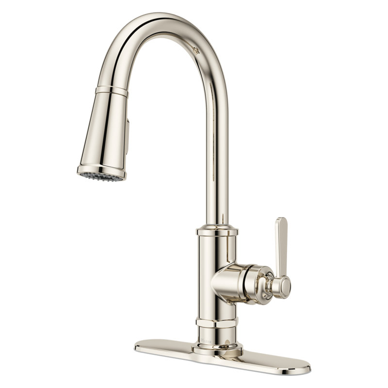 Pull Down Single Handle Kitchen Faucet, Polished Nickel