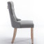 Chaise de salle à manger luxueuse en lin gris avec cadre et rivets décoratifs, Sw6801gy, 2 garnitures cloutées et pieds en bois massif - Qualité-89774737