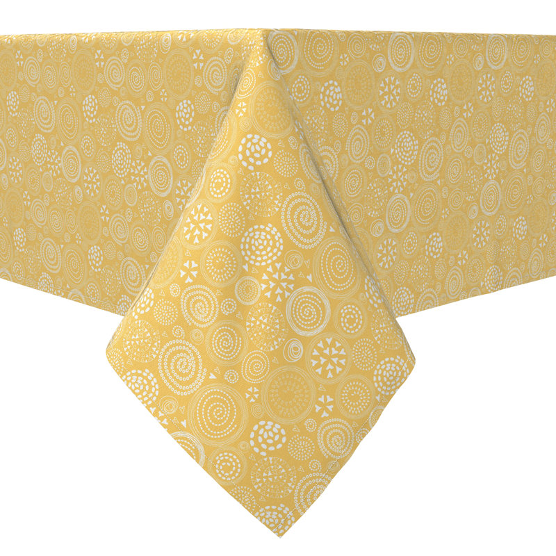 Square Tablecloth, 100% Cotton, 60X60", Bright Patterns In Circles