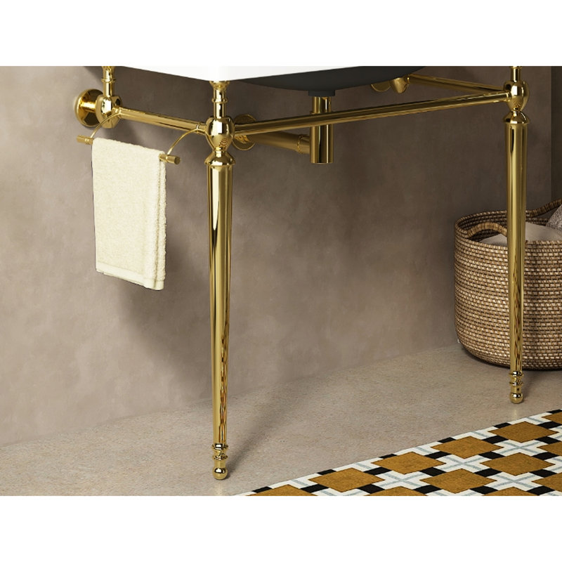 Meuble-lavabo doré de 36 po avec pattes en fer, barre à serviettes amovible pour un usage pratique, pattes autoportantes sans lavabo à assemblage simple - et charme rétro, bar, facile