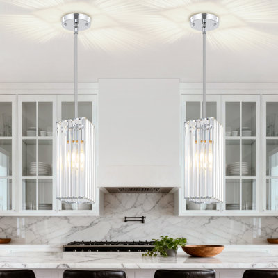 Luminaire suspendu en cristal moderne à 1 lumière pour installation dans le couloir d'un îlot de cuisine