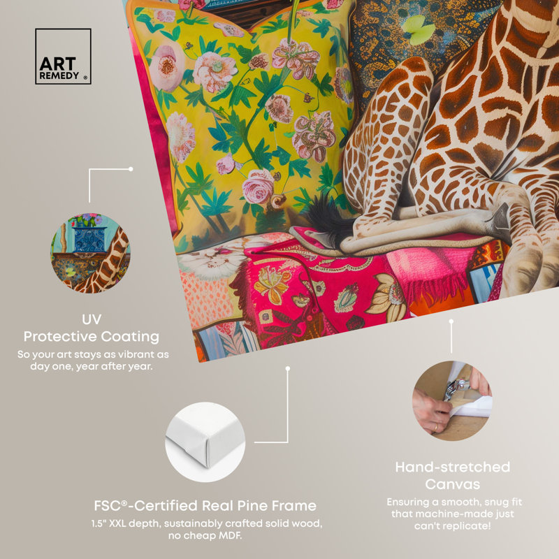 Lounging Giraffe II Canvas Trendy Animal Art by Art Remedy, 40" H x 40" W, Wrapped Canvas