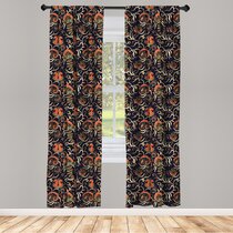 Jacobean curtains green orange beige curtains floral curtains ivory fl –  JLL HOME