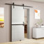 Panneau de porte coulissant en mélamine + rail coulissant 6,6 pi + guide de plancher réglable + poignée, panneau de porte intérieur moderne, protégé par une couche de mélamine de 2 mm d'épaisseur, résistant à l'humidité-697063754