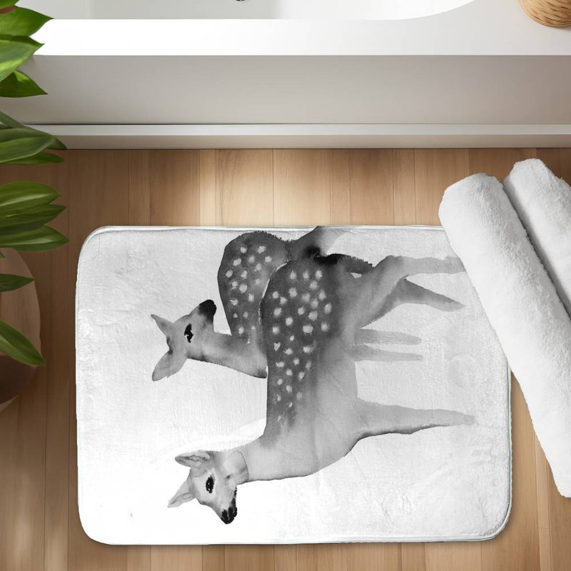 Faon black and white Bath Mat with Non-Slip Backing - Quick Dry Memory Foam Bathroom Rug - Absorbent - Modern Plush Spa-Style - Machine Washable