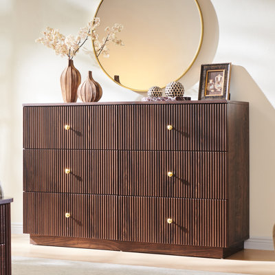 Fluted 6 Dresser for Bedroom, 47" W Tall Dresser Storage Organizer, Modern Chest of Drawers with Deep Storage for Closet Hallway, Entryway, Living Room