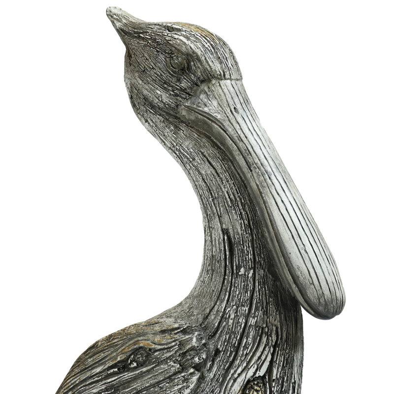 Gray Polystone Nautical Pelican Garden Statue 22-Inch
