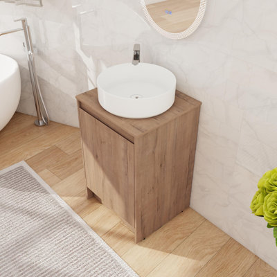 20'' Freestanding Bathroom Vanity With Ceramic Sink, Floor Standing Bathroom Vanity Set With 1 Door, 1 Adjustable Shelf