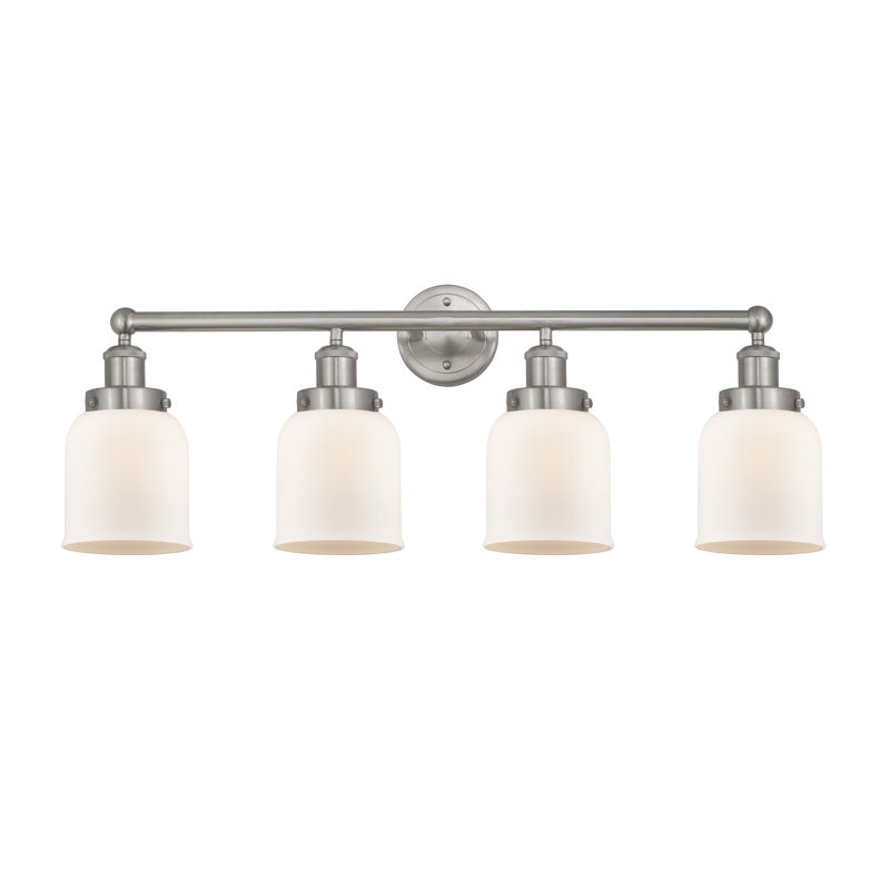Éclairage pour meuble-lavabo à 4 lumières à intensité variable Asheton, Blanc mat, Nickel satiné brossé