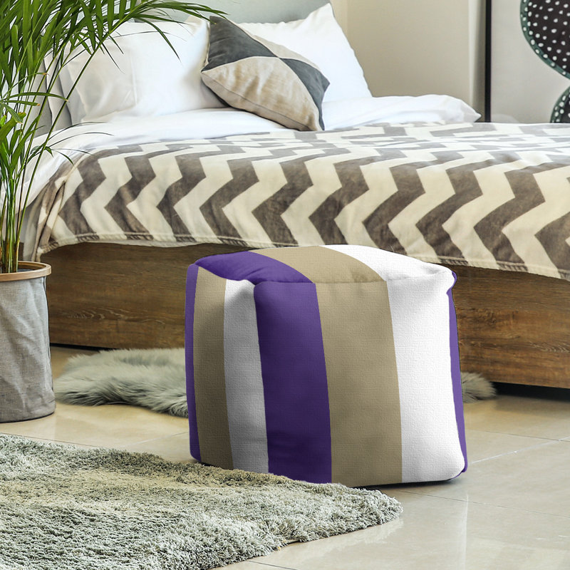 Repose-pieds cube la ours college stripes, Mauve / doré / blanc