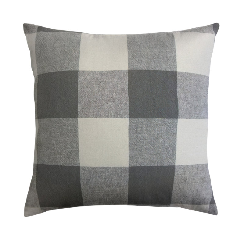 Plaid Linen Reversible Throw Pillow, Coal, 18" x 18"
