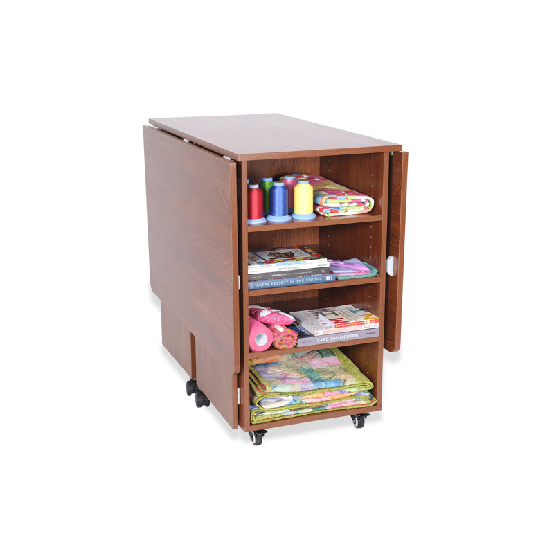 Teak Expandable CraftMaster Cutting Table with Storage