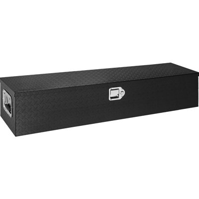 Aluminum Diamond Plate Truck Bed Tool Box, 48"X15"X15", Black, With Side Handle And Lock Keys, For Pickup Trailer, Keeps Tools Safe Black Bed, Pickup, Secure Storage