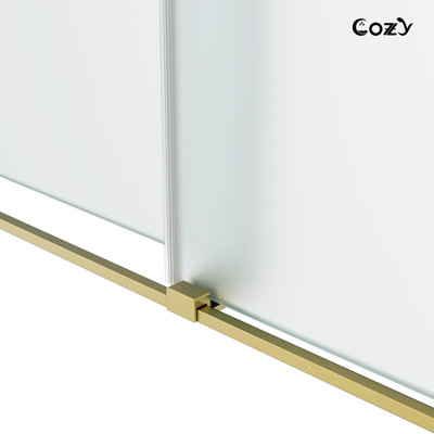 44-49" W x 76" H Frameless Double Sliding Shower Door with Frosted Glass