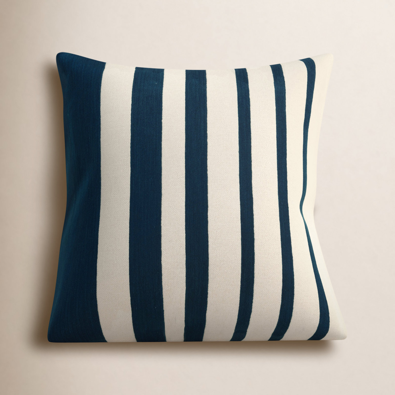 Karka 20" x 20" Embroidered Throw Pillow, Navy/Natural