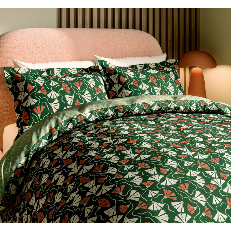 Fan Floral Cotton Block Print [EU ONLY] Duvet Cover Set with Pillowcases Included, Single Duvet Cover + 1 Single Pillowcase
