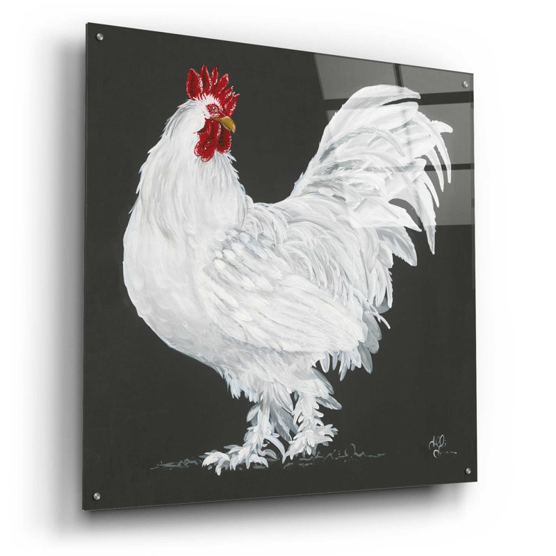 Coq par Hollihocks Art - peinture sans cadre, H 36 po x l 36 po x P 0,2 po