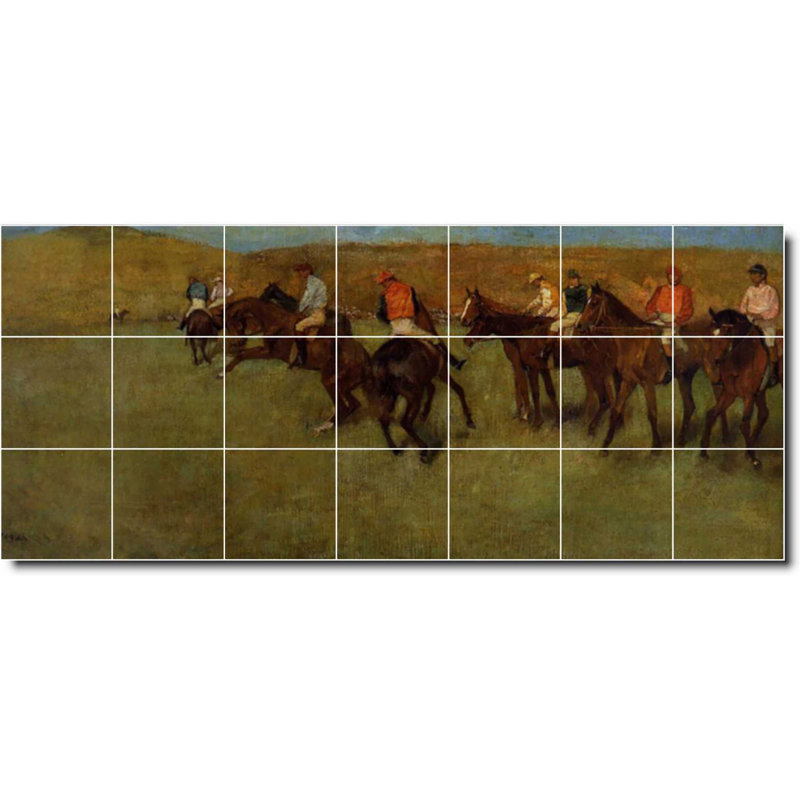 Carreau de céramique décorative 42 po x 18 po 6 po x 6 po, Cheval 02380