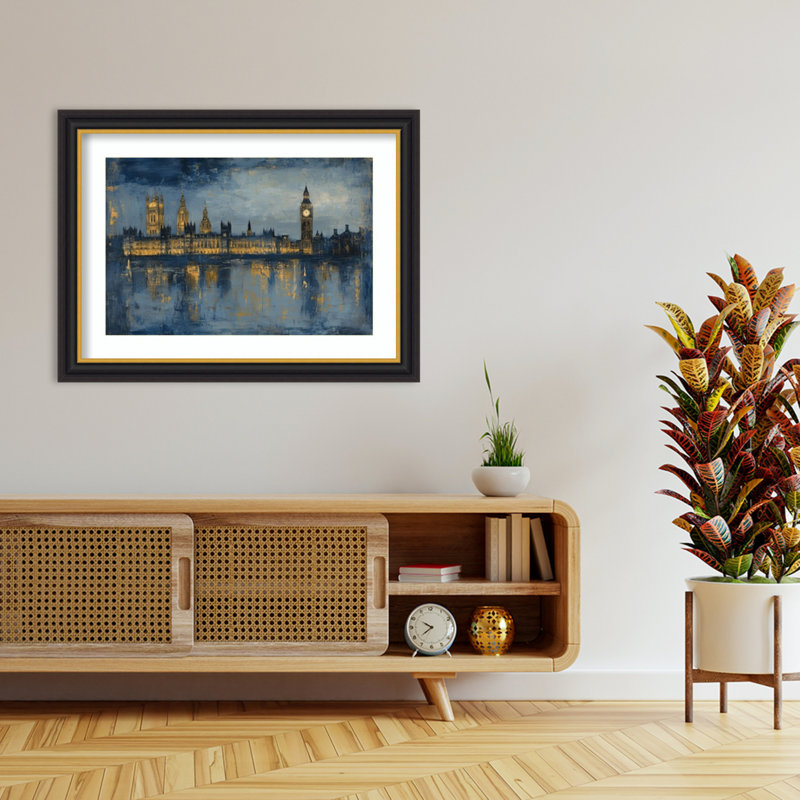 «Cityscape at Night» par Wightmans, impression sur bois encadrée, 34 x 46