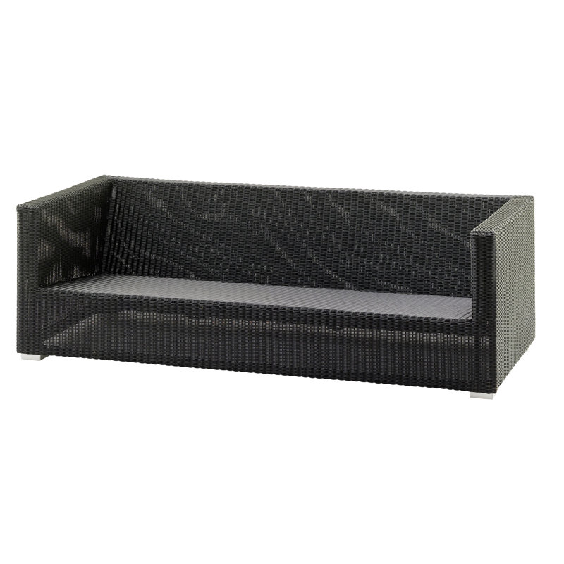 Chester 77.6'' Wide Outdoor Wicker Patio Sofa with Cushions, Black, Natural