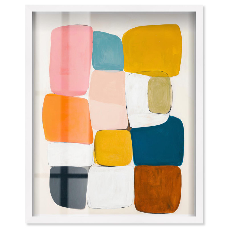 Décoration murale colorée Spectrum Shuffle I Shadowbox par Art Remedy, cadre blanc, 20 x 24, Cadre blanc, H 25 po x l 21 po