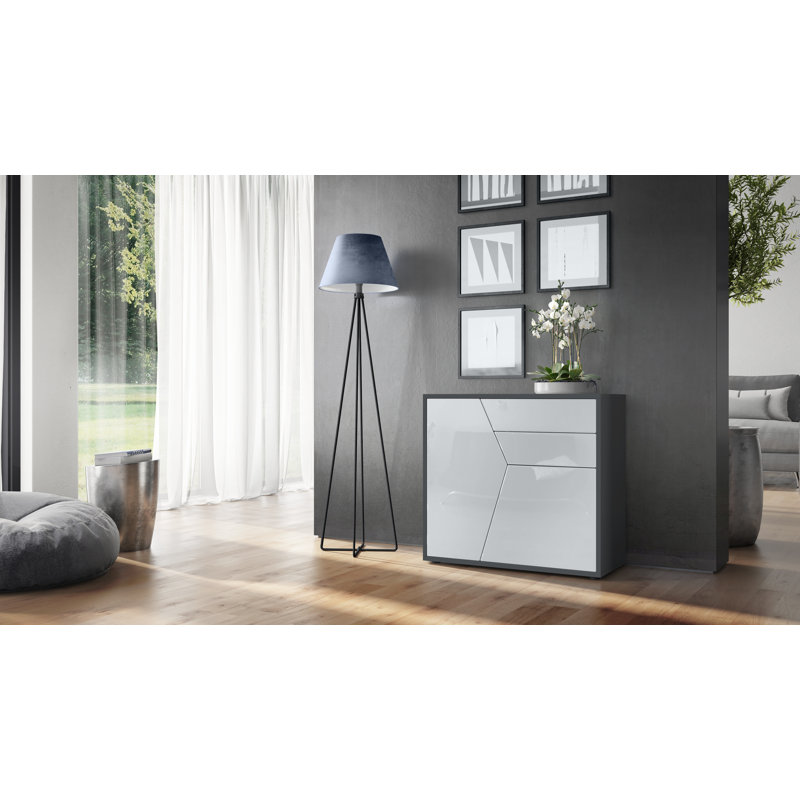 Selleck chest of drawers, Black Matt / White High Gloss